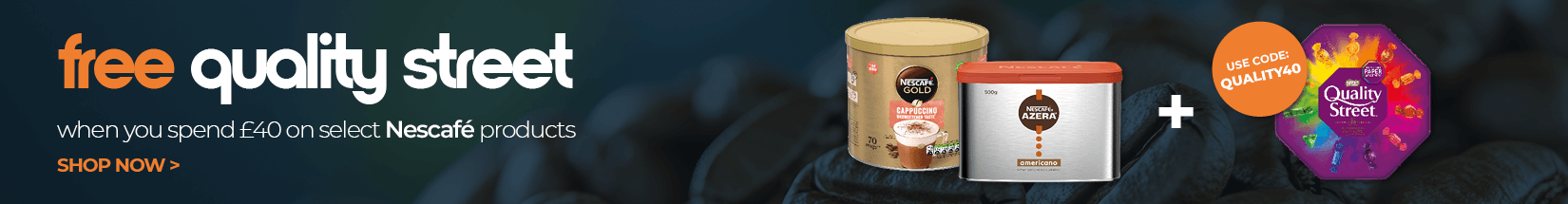 Spend 40 on select Nescafe products and claim a free tub of Quality Street with code QUALITY40.